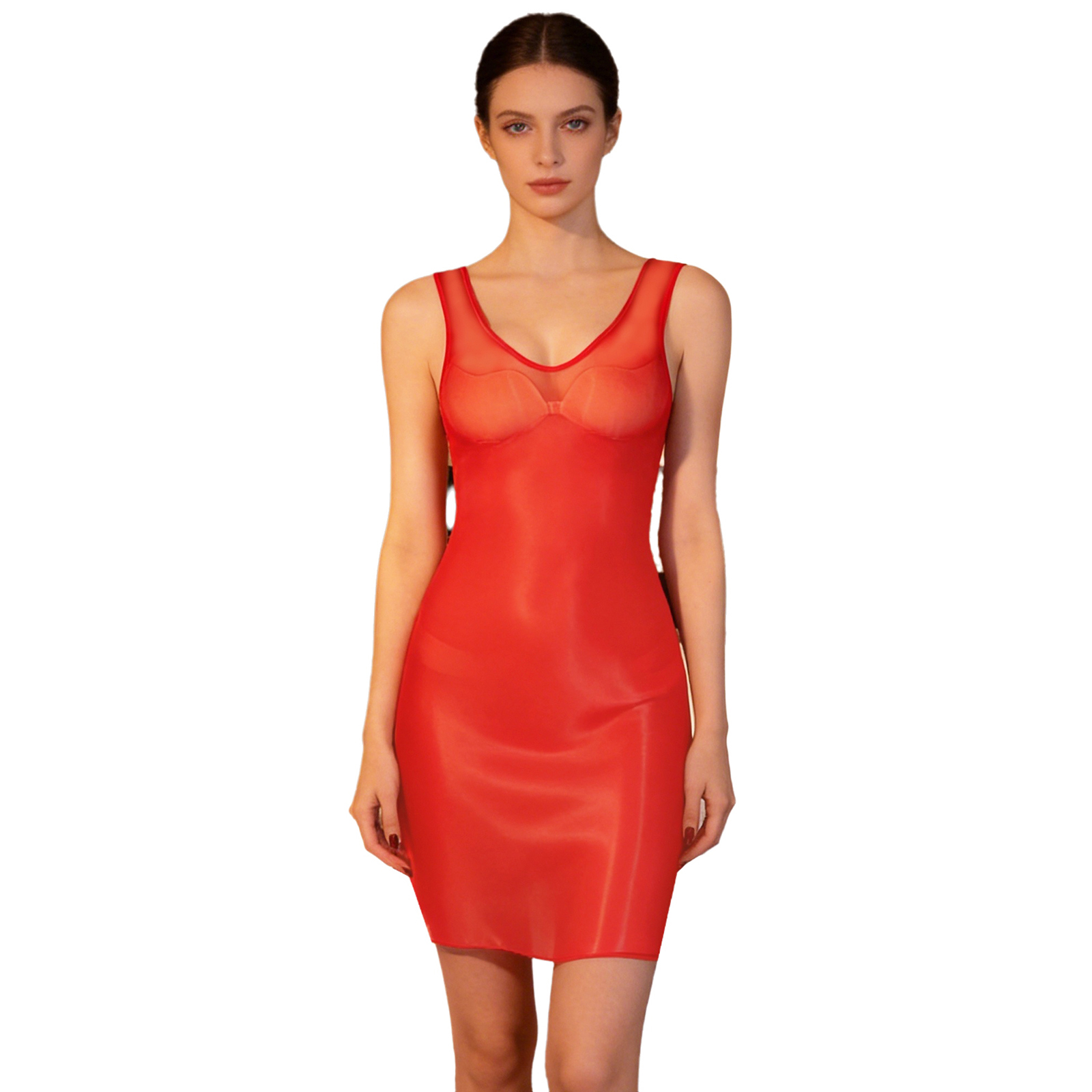 Babydoll Chemise Night - Robe moulante transparente brillante pour femme,