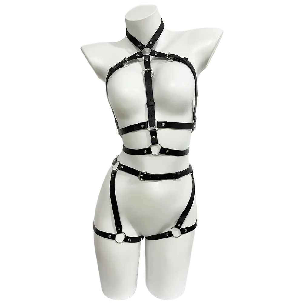 Garter Belt Set - Harnais pour femmes en cuir Pu