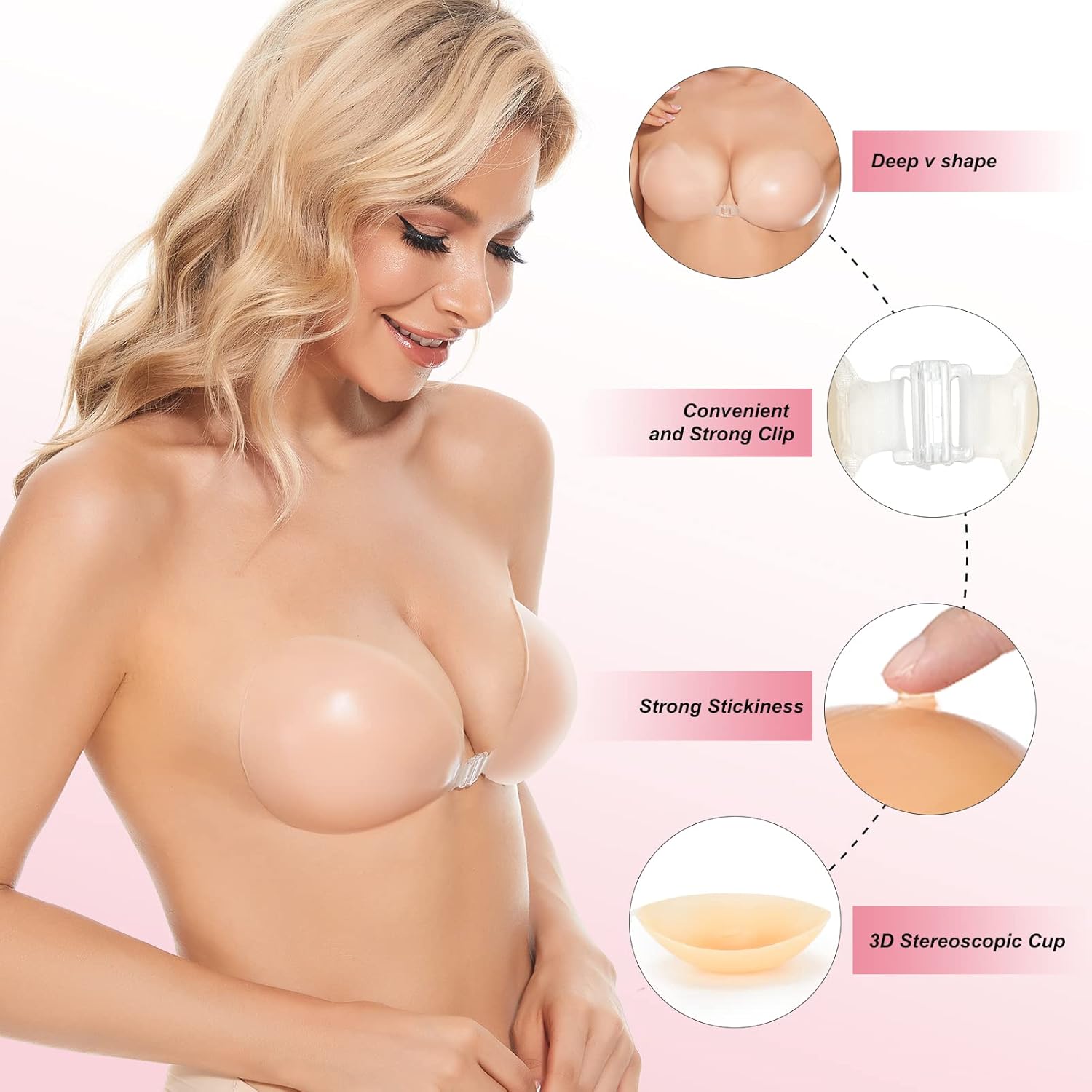 Silicone Bra Adhesive - Soutien-gorge adhésif push-up invisible en silicone