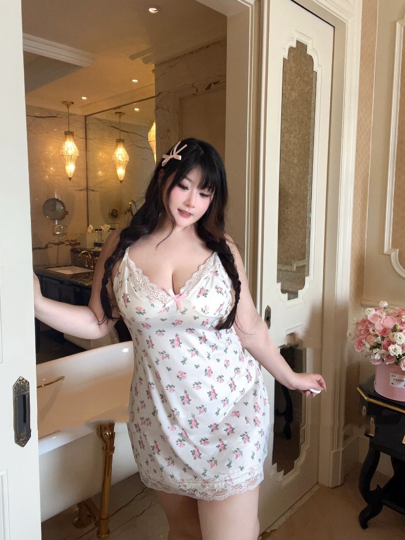 Babydoll Chemise Night - Chemise en fibre de dentelle élastique