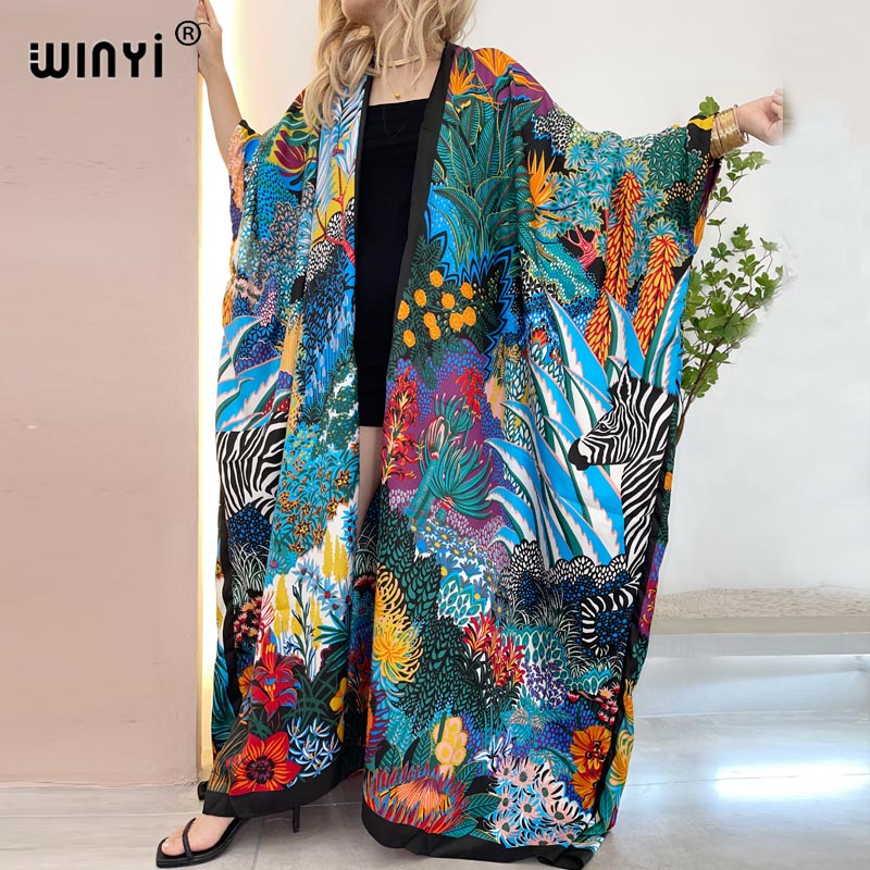 Robe Silk Women - WINYI-Kimono à Manches Chauve-Souris pour Femme,