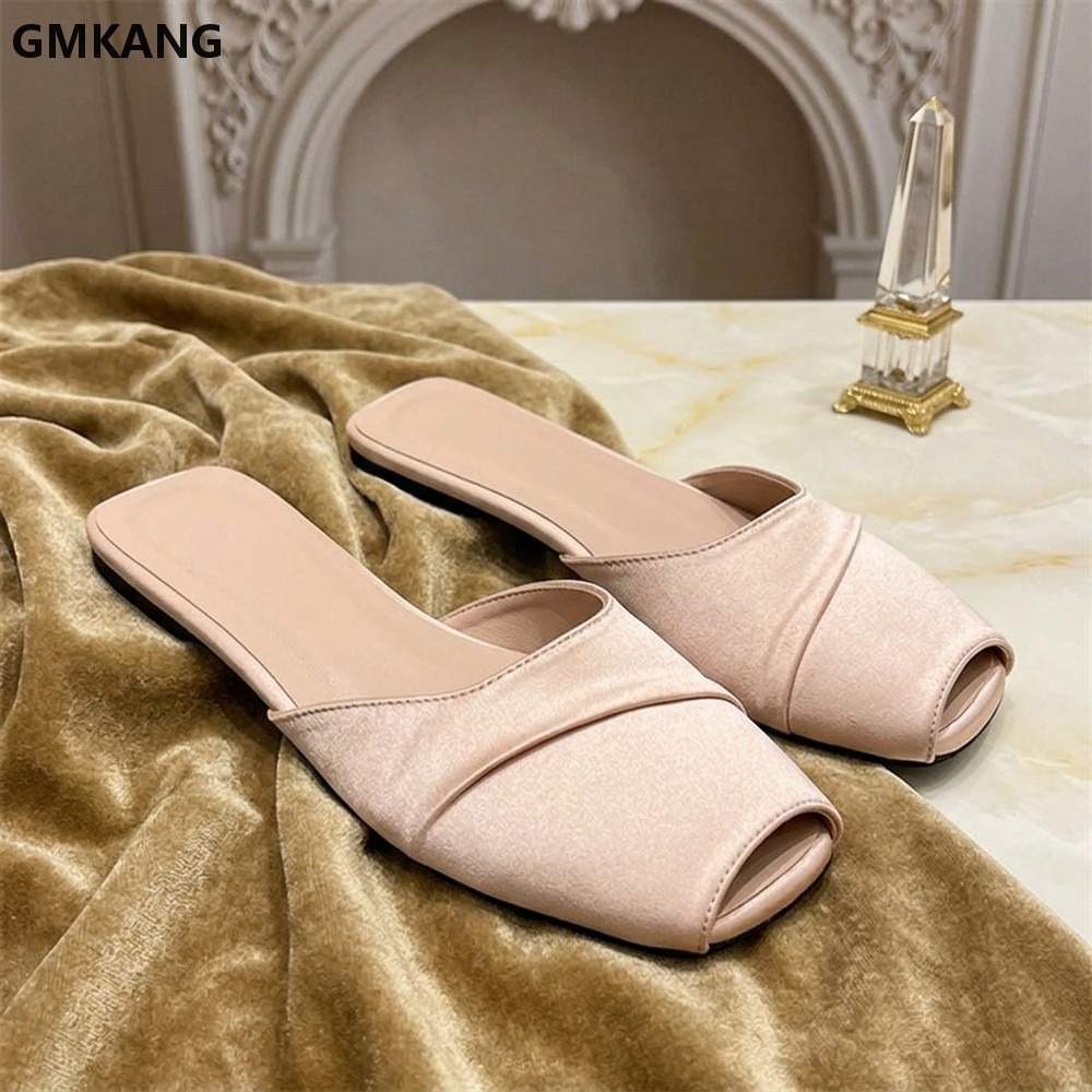Slip Dress Satin - GMKANG Sandales plates en satin à