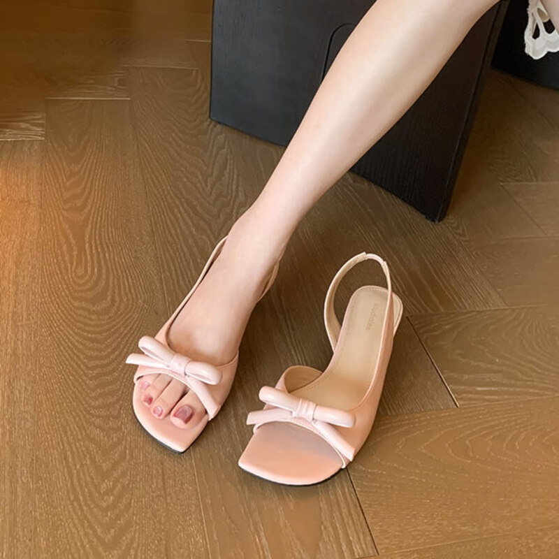 Slip Dress Satin - Sandales élégantes à talons bas en