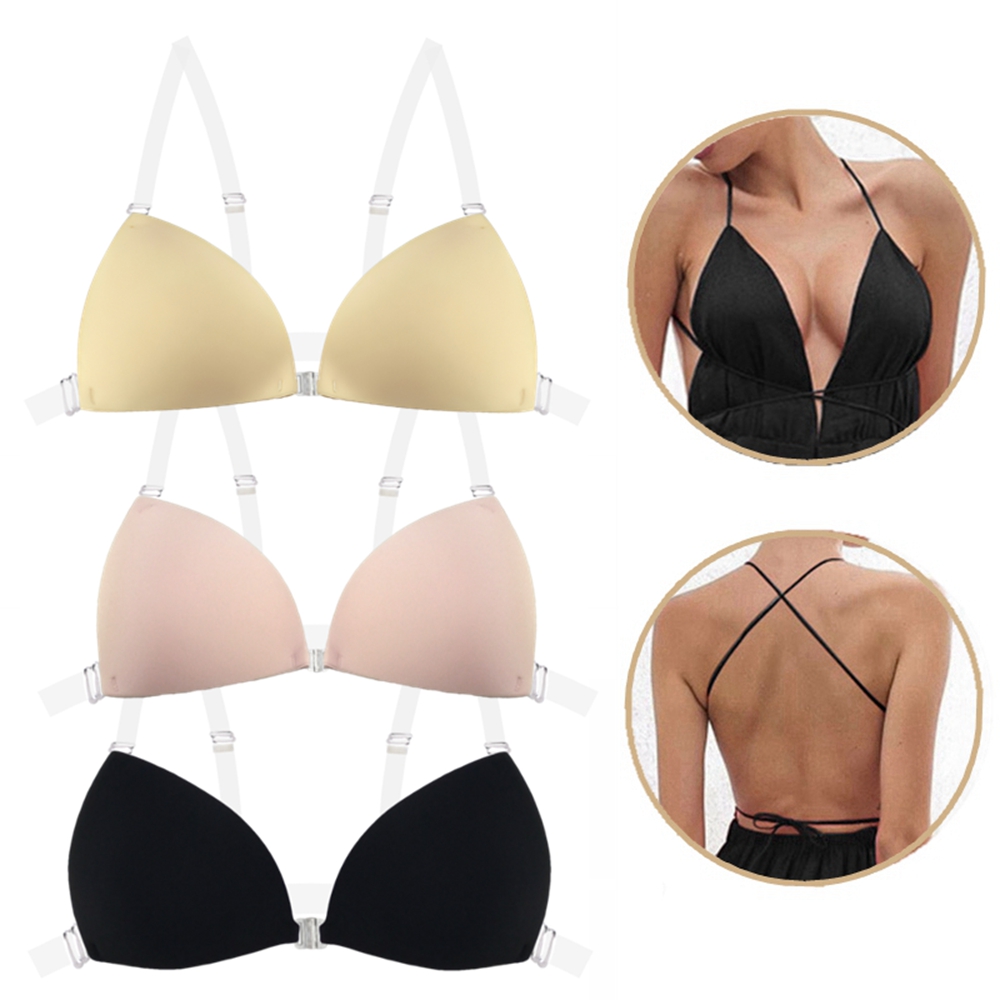 Push Up Bra Padded - Soutien-gorge adhésif pour femme, sans dos,