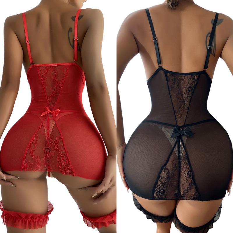 Babydoll Chemise Night - Robe de Nuit Transparente à Bretelles