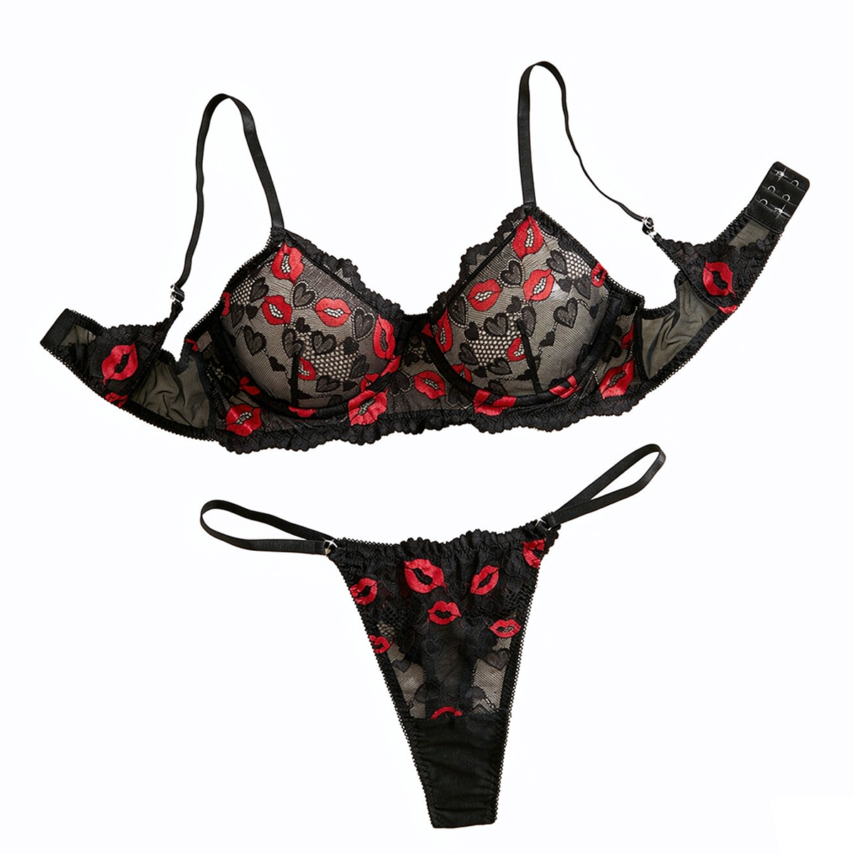 Lace Teddy Lingerie - Ensemble de lingerie en dentelle transparente