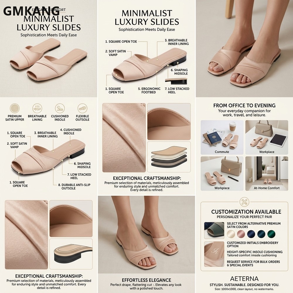 GMKANG Sandales plates en sati - Slip Dress Satin avis et prix