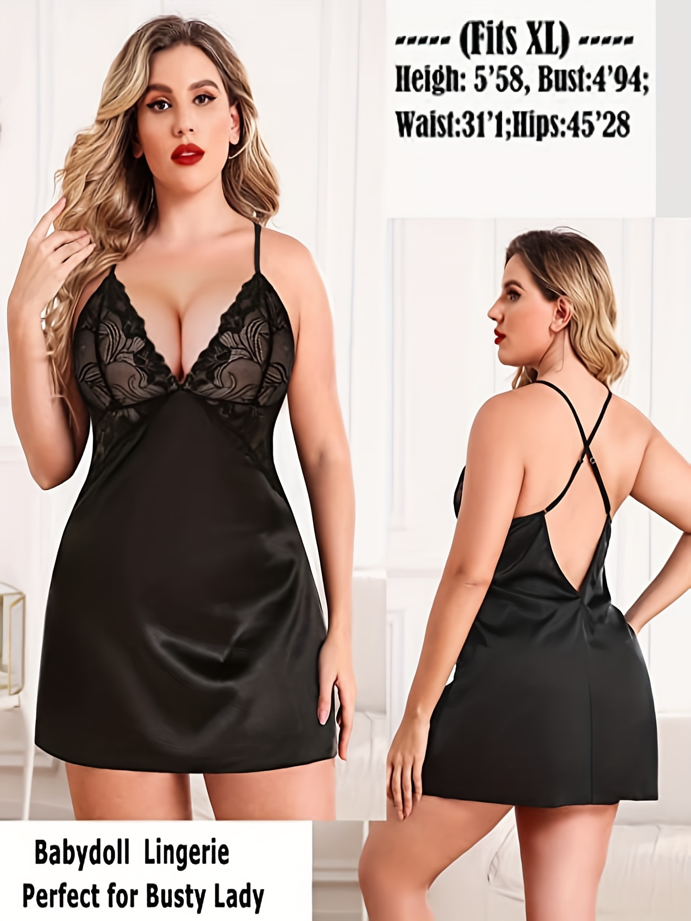 Robe de nuit en satin brillant - Babydoll Chemise Night avis et prix