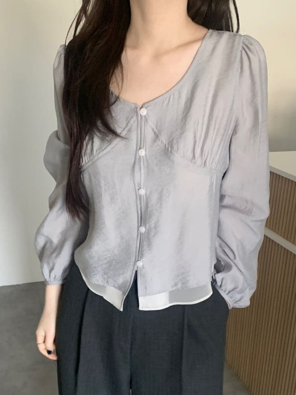 Chemisier chic à manches bulle - Corset Waist Cinch avis et prix